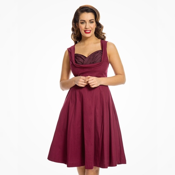 Lindy Bop Dresses & Skirts - Lindy Bop Ophelia Plum Cotton Swing Dress